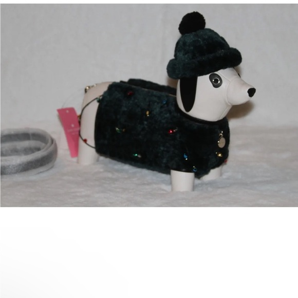 Collectible Kate Spade Dachshund Bag Dog Green Christmas Lights Claude - Picture 7 of 14